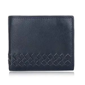 MYRIADS Jordan RFID Protected Genuine Leather Wallet for Men Vegetable Tanned Navy, Gents Purse with Hidden Card Slot for Gift (Dimensions: 11.6 X 9.5 X 2 CM)