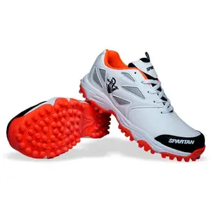 Spartan Extreme Men's Cricket Shoes - High Performance Footwear for Running, Gym, and Yoga | Durable and Comfortable Size-6 Orange, White