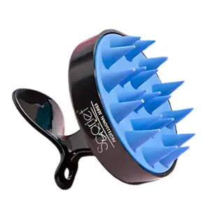 Scarlet Line Professional Head Massager Shampoo Brush with Soft Silicone Bristle for Hair Washing Dandruff Removal Scalp Exfoliator Brush_Blue_Black
