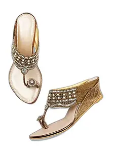 WalkTrendy Womens Synthetic Gold Open Toe Heels - 3 Uk (Wtwhs50_Gold_36)