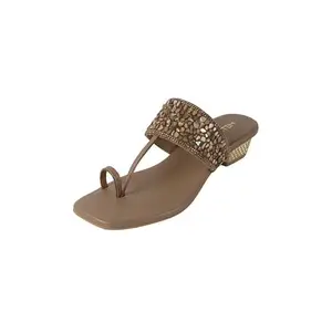 Metro Women's Antique Gold Embellished Toe Ring Sandals UK/3 EU/36(35-2001)