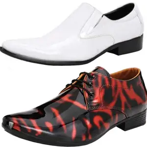 Vitoria Slip On Shoes for Men | Shoes for Men with PU Sole | Comfortable & Lightweight |Durable & Trendy Design | Color : Multicolor | Size : 10 VTR_101BkRd_VTR_401BkSlipon_2S_10