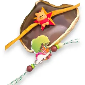 Ideaz unlimited Rakhi for Kids, Cute and Trendz Rakhi for Little Brother and Sister | Pack of 2 with 1 Roli Chawal for Rakshabandhan Celebration (ID206)