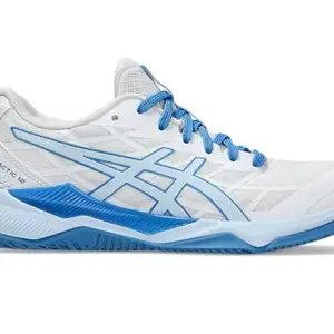 ASICS Womens GEL-TACTIC 12 White/Light Blue Badminton Shoes - 5 UK (1072A092.103)