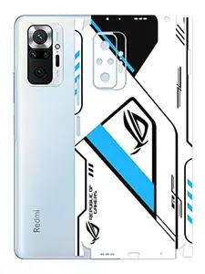AtOdds - Redmi Note 10 Pro Mobile Back Skin Rear Screen Guard Protector Film Wrap (Coverage - Back+Camera+Sides) (Rog Blue)