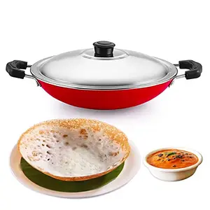 PANCA Non-Stick Aluminium Appachatti with Stainless Steel lid, 2.6mm, Red/Black, 23cm, Gas Compatible, Product Type, Has Nonstick Coating price in India.