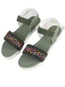 WalkTrendy Womens Synthetic Green Sandals - 6 Uk (Wtwf420_Green_39)