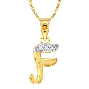 VFJ VIGHNAHARTA FASHION JEWELLERY Vighnaharta F Letter CZ Gold and Rhodium Plated Pendant - [VFJ1116PG]