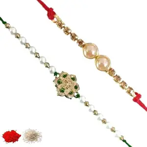 Rakhi set of 2, Rakhiya, Rakhi combo,with roli and chawal packet 256