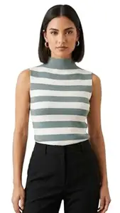 LASOON Women’s Sleeveless Striped Summer Top | Soft Viscose Spandex Blend | Stretchable Casual Wear Top for Women & Girls
