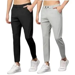 Men’s Slim Fit Stretchable Formal Trousers (Pack of 2) | Premium Casual Office Pants for Men (Black/Navy Blue)