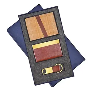 Relish Mens Combo Brown Wallet, Card Holder with Metal Keychain Gift Box | Gift Hamper for Brother, Husband and Boyfriend