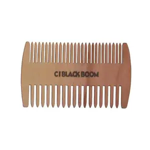 C I Black Boom Neem Wooden Hair Comb Healthy Haircare For Men & Women | Pack Of 2- Co1