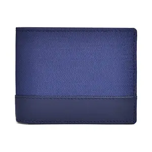 Belwaba Genuine Leather/Ballistic Nylon Navy Blue Bi-fold Men's Wallet