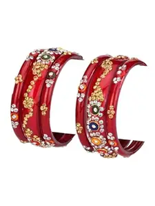 Somil Attractive & Modern Glass Bangles/Kada Set Of 6- Perfect For Wedding, Party, Celebrations, Regularly & Functions, Red