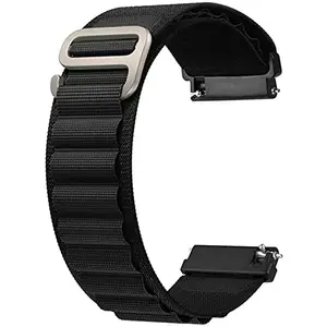 22MM G Hook Alpine Loop Watch Belt Compatible for GARMIN Check Model List and Others 22MM Watches. (ALP BLACK)