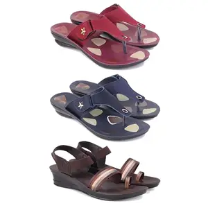 Women's Comfortable Sandal,Casual Lightweight Sandal for Everyday Wear | (COMBO-3)-1974-1973-1961-6