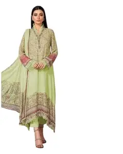 ALFashion ALFashion Women's Heavy Embroidery Work Suit - semi Stich Green
