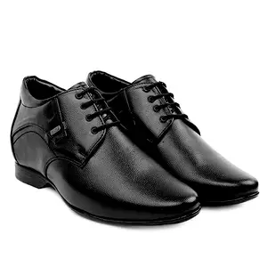 YUVRATO BAXI Men's 3 Inch Hidden Height Increasing, Synthetic Material Casual Black Formal Laceup, Office Wear Shoes.- 7 UK