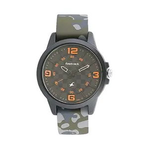 Fastrack Men Trendies Quartz Analog Black Dial Camo Green Silicone Strap Watch for Guys - NR38048PP01