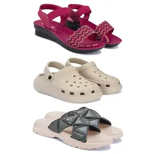 Women's Comfortable Sandal,Casual Lightweight Sandal for Everyday Wear | BT-(3-COMBO)-1934-OO1-1891-5-EURO-36