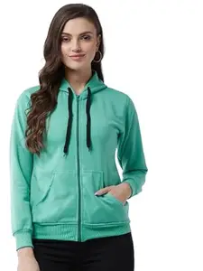 PIVL Women Solid Sea Green Jacket For Winter