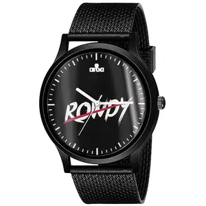AROA Watch New Watch for Rowdy Design Crossed Men Black Metal Type Rubber Analog Watch Black Dial for Men Stylish Watch for Boys