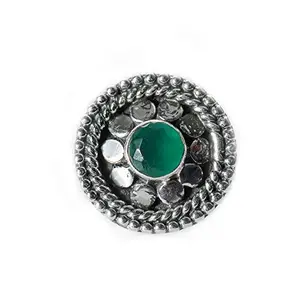 JSAJ Emerald Stone Nose Pin Wire Nose Pin in Pure 92.5 Sterling Silver For Girls Womens
