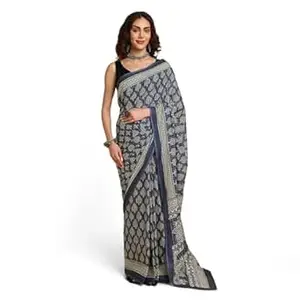 RATAN Pure Cotton Printed Mulmul Saree for Women with Blouse Piece