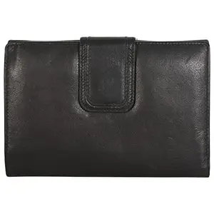 LMN Genuine Leather Black Wallet for Women LMN_Purse (17 Credit Card Slots)