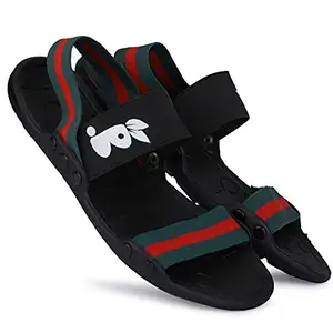 Buxton Men's Casual Daily Use Sandals (BLACK, numeric_7)