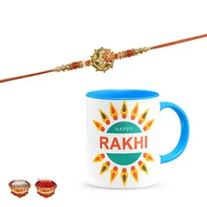 Manonita Rakhi Gift for Brother, bhaiya bhabhi, Gift Set (Rakshabandhan Mug, Roli,Chawal) BLUEMUG-14-BK