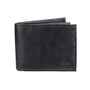 Levi's Mens Leather Extra Capacity Slimfold Wallet, Charcoal Black 2, One Size
