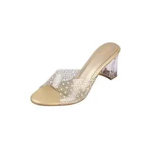Mochi Women's Gold Open Casual Slide Block Heel UK/5 EU/38(40-338)