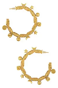 Tribe Amrapali Masaba x Tribe Gold Plated Malia Hoops for Women (MSE-19(G))