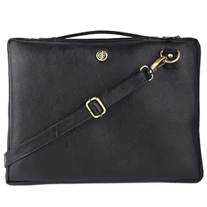 HAMMONDS FLYCATCHER Slim Laptop Sleeve for Men - Genuine Leather - Black -Water Resistant - Fits up to 15.6 Inch Laptop/MacBook - Stylish Laptop Bag Sleeve with Handle -Leather Laptop Case Cover Pouch