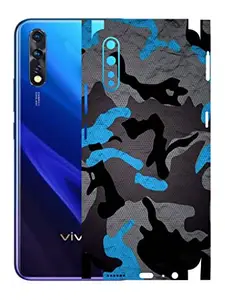 AtOdds - Vivo Z1X Back Skin Rear Screen Guard Protector Film Wrap For Mobile with Camera Protector (Coverage - Back+Camera+Sides) (Blue Camoflage)