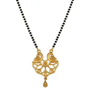 Peora Traditional Gold Plated Peacock Drop Pendant Maharashtrian Mangalsutra Jewellery Gift Sets for Women and Girls