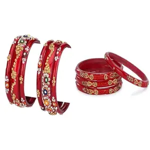 Somil Combo Bangle Set For Women | Traditional Daily Bangles | Perfect For Parties & Functions, Pack Of 10, Red, Red -D427