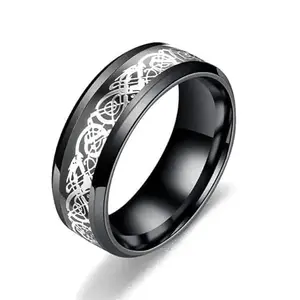 Zaprics Trading Dragon Black Ring | Stainless Steel Stylish Ring | Finger Ring for Men and Boys | Wedding Band Ring | Colorful Ring (Black)