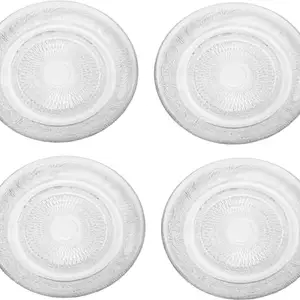 Afast Designer Glass Dinner, Lunch, Snack Serving Plate, Pack of 4, 18X18X2 CM