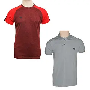 BHAJJI COMBO OF 2 T-SHIRTS SIZE 2XL(44) POLO T SHIRT B-017 GREY WITH ROUND NECK B-022 MEHROON