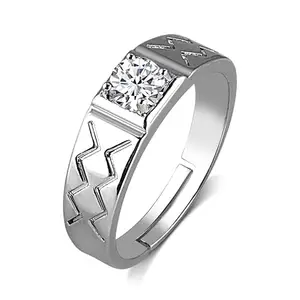 MIAMI Ring for Men Mens couples gents Boys Boyfriend Friends American diamond AD CZ stone Stylish Adjustable Silver Finger ring Platinum Valentine gifts Anniversary Aesthetic Jewellery Accessories