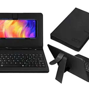 ACM Keyboard Case Compatible with Mi Redmi Note 7 Pro Mobile Flip Cover Stand Plug & Play Device for Study & Gaming Black