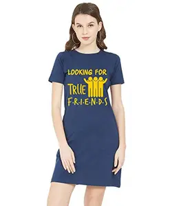 Stylish Cotton Blend Printed T-Shirt for Women | Casual Wear | Soft & Comfortable Fabric | Trendy Short Sleeve (Navy Blue_X-Large_Pack of 1)#2627