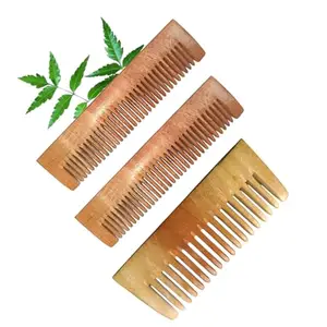 Neem Wooden Small Shampoo And Pocket Comb Combo for women Set Pack Of 3