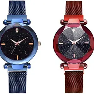 The Shopoholic Analogue Blue Red Dial Magnet Womens Watch(S-452-455)