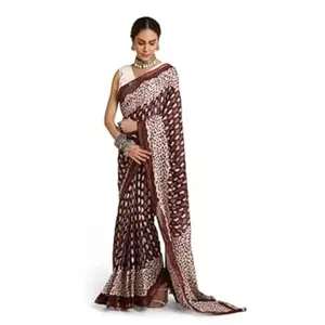 RATAN Pure Cotton Printed Mulmul Saree for Women with Blouse Piece