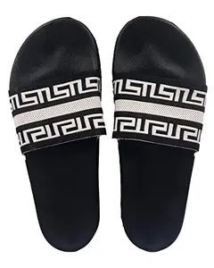 Pampy Angel Fly Knitt DoubleR Men's Flip Flops Slides Back Open Household Comfortable Slippers Black,7 (UK/India)