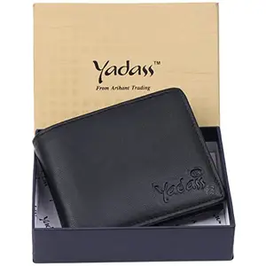 YADASS RFID Protected Leather Bi-fold Wallet for Men I 8 Card Slots I 2 Currency Compartments (YD-22126-BL)